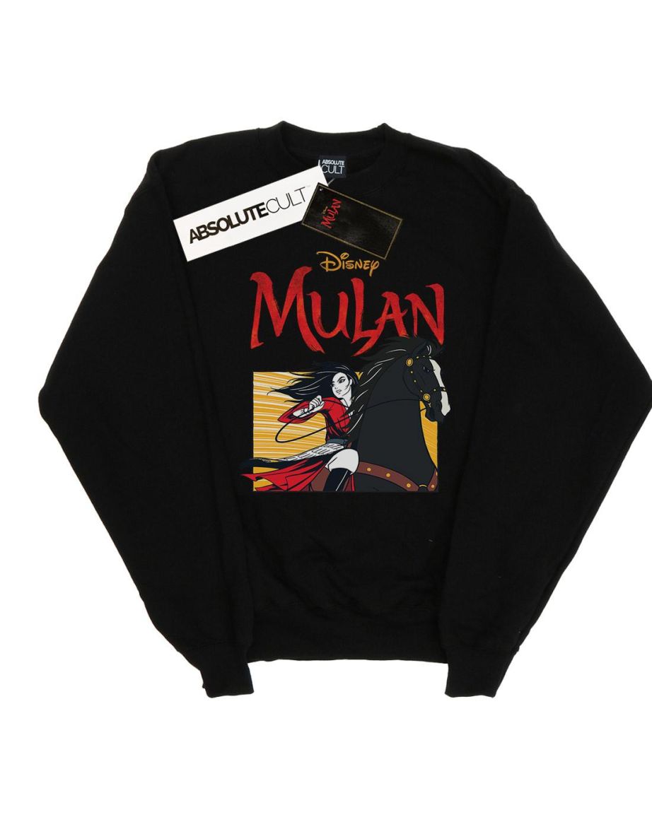 Disney Girls Mulan Movie Horse Frame Sweatshirt - Black