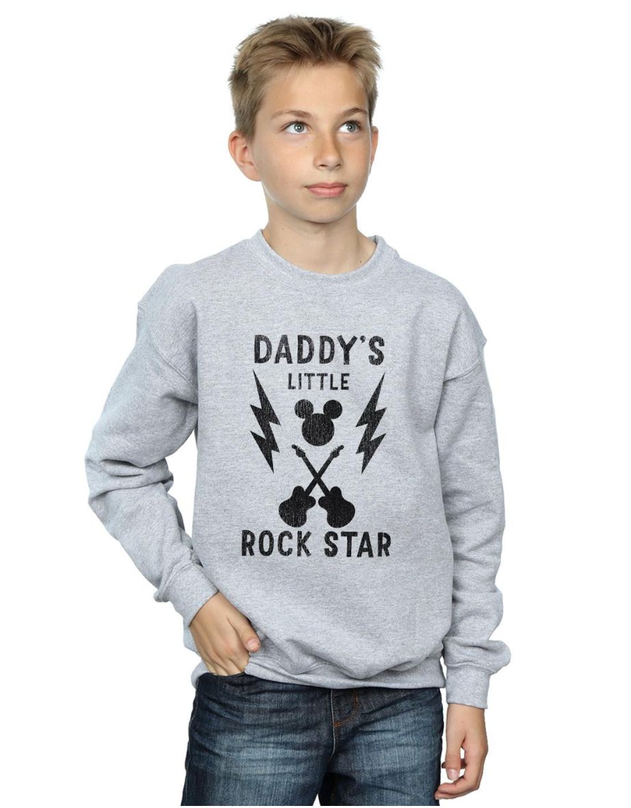 Disney Boys Mickey Mouse Daddy´s Rock Star Sweatshirt - Sports Grey