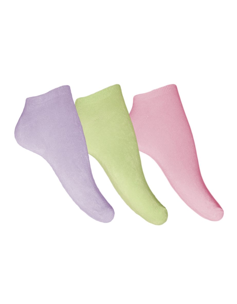 Simply Essentials Womens/Ladies Bamboo Trainer Socks (Pack Of 3) - Mint/Pink/Lilac