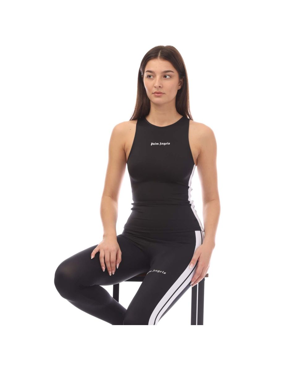 Women's Palm Angels Track Active Tank Top in Black - 4