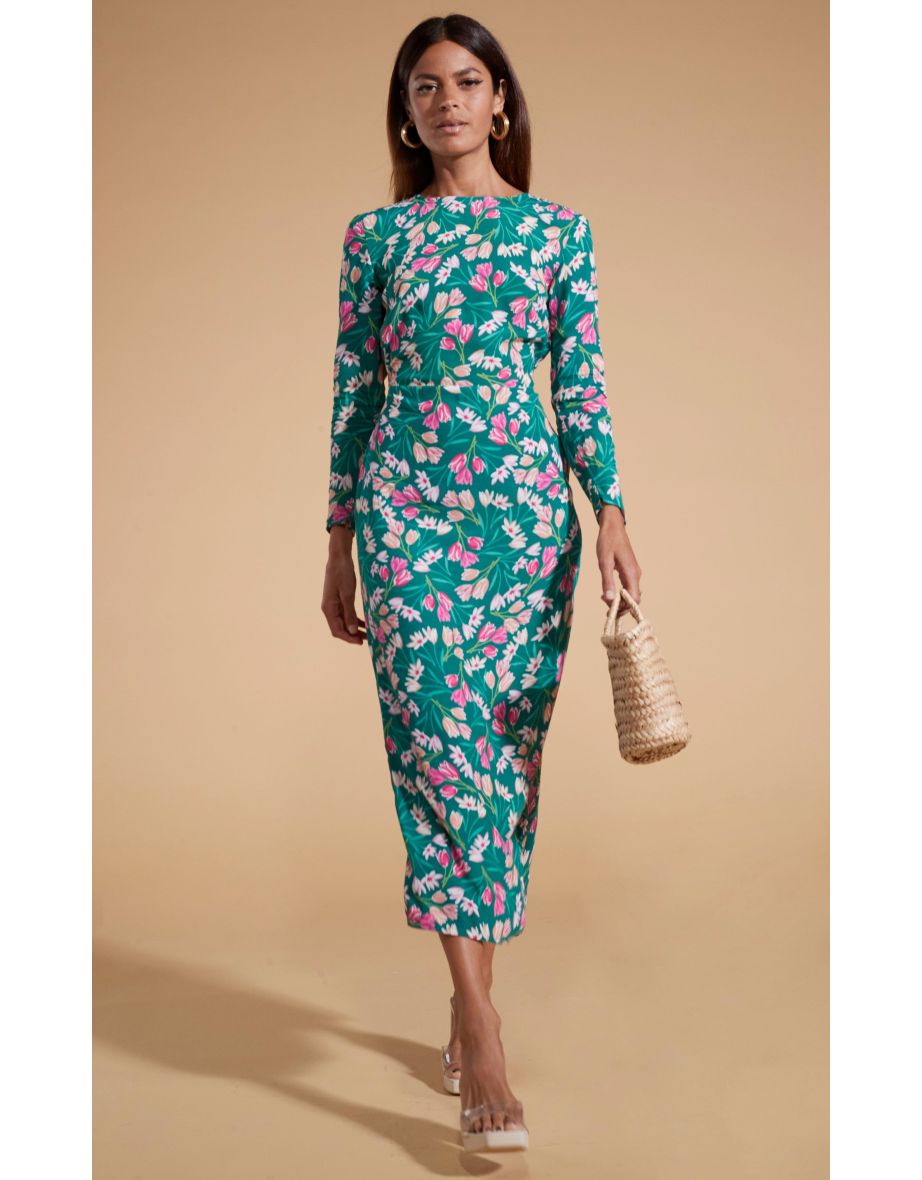 Estella Midaxi Dress in Green Tulip - 6