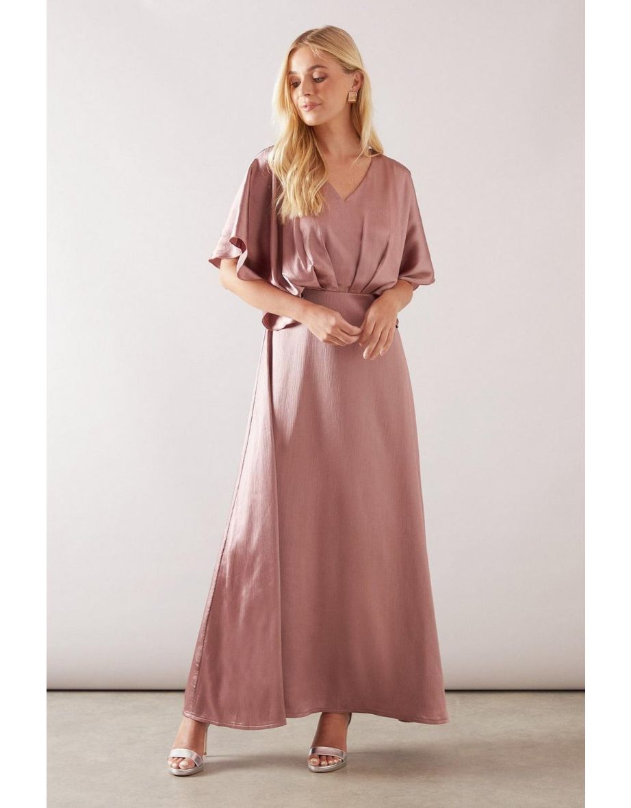 Petite Satin Kimono Sleeve Maxi Dress