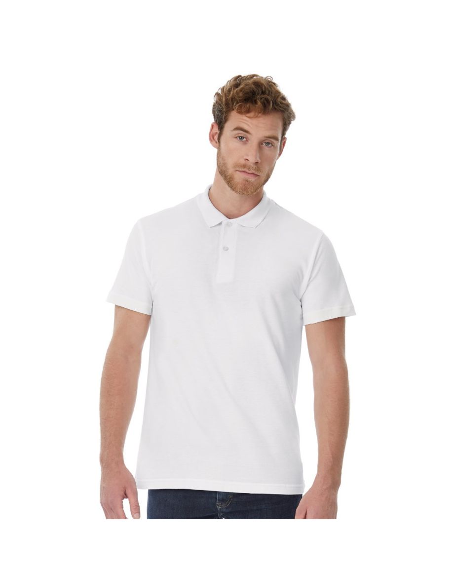 B&C ID.001 Mens Short Sleeve Polo Shirt - White - 1