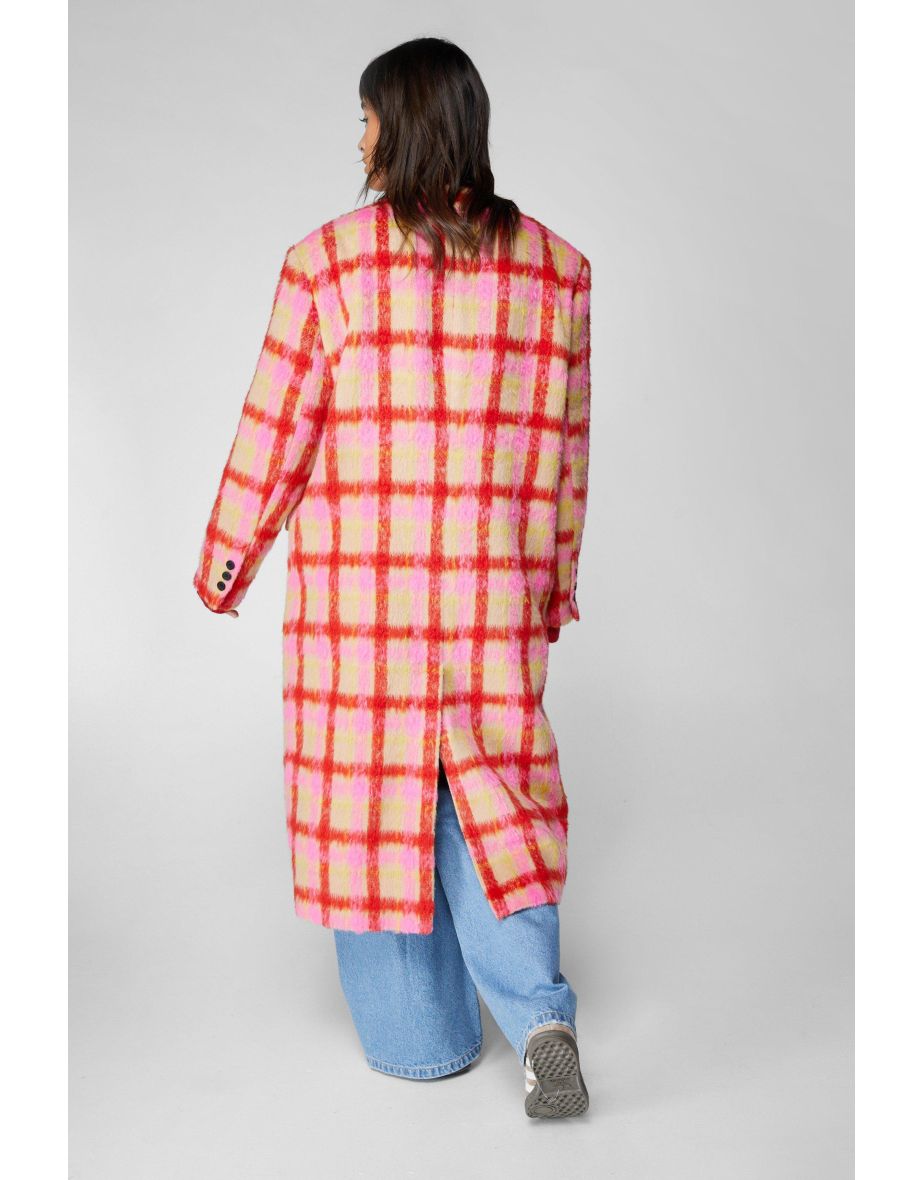 Premium Neon Check Tailored Duster Coat - 3