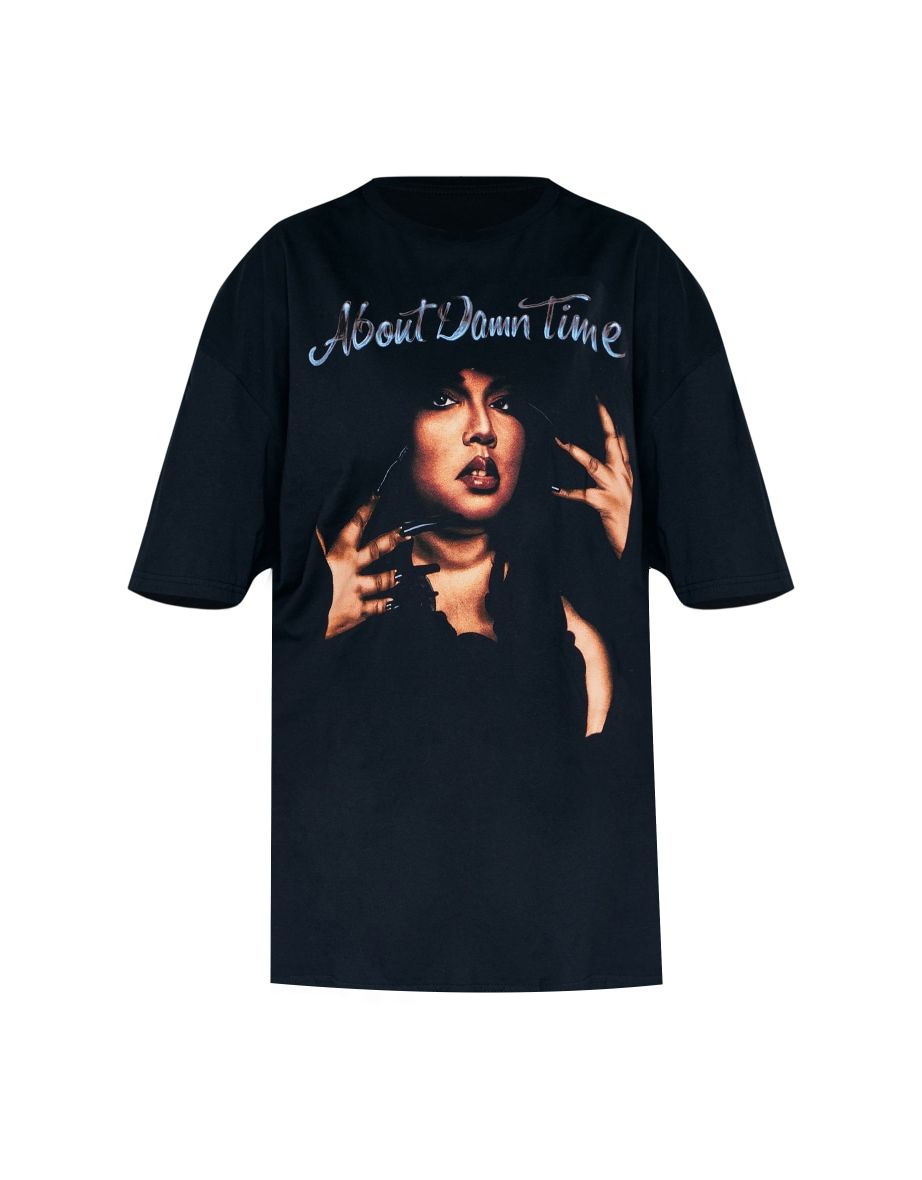 Plus Black Lizzo Print T Shirt - 4