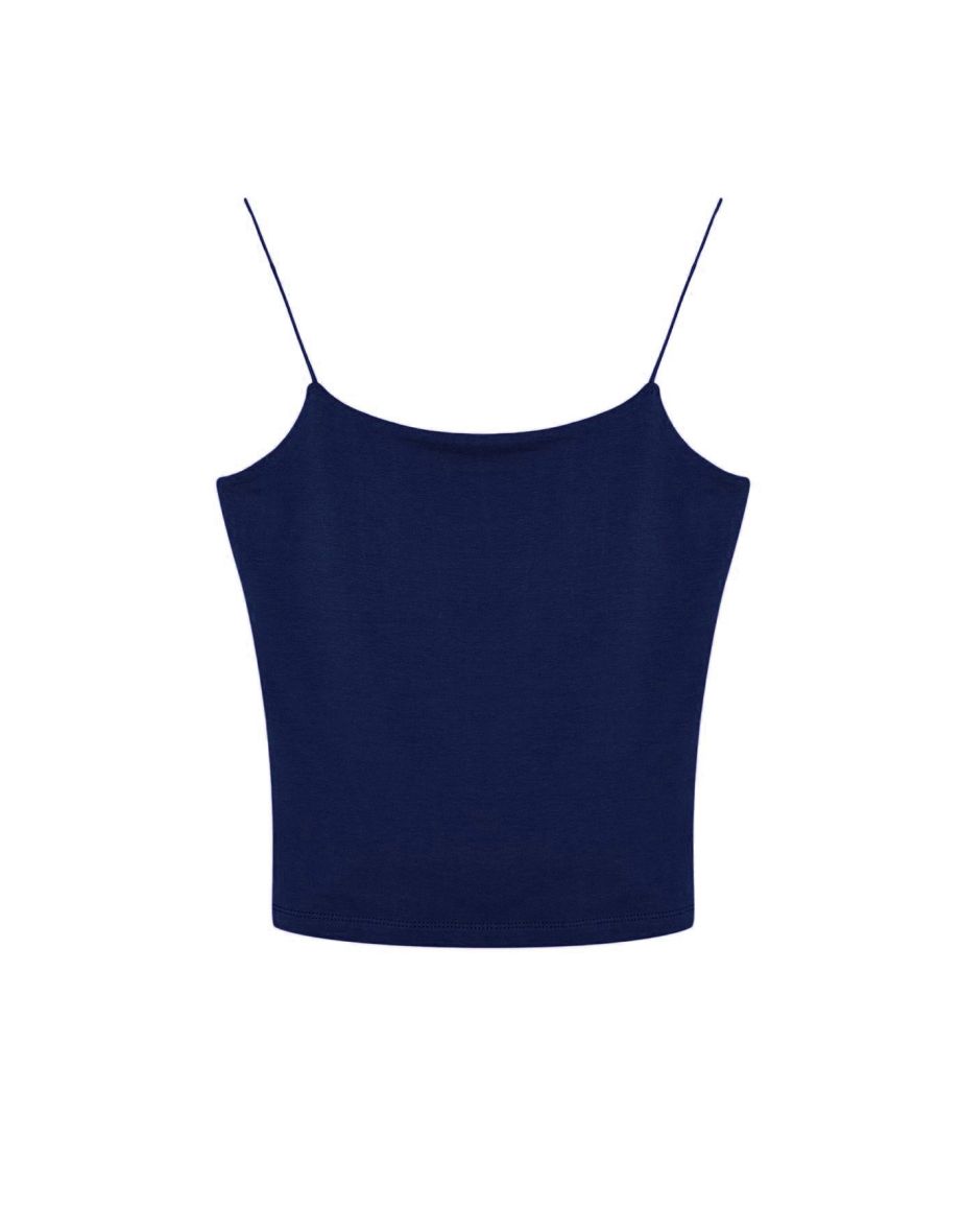 Navy Blue Strappy Regular Flexible Knitted Undershirt - 6