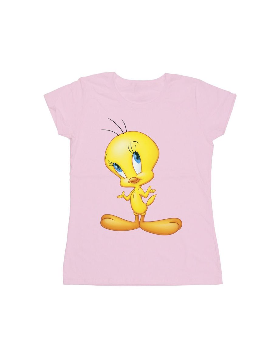 Looney Tunes Womens/Ladies Tweety Standing Cotton T-Shirt - Baby Pink - 1