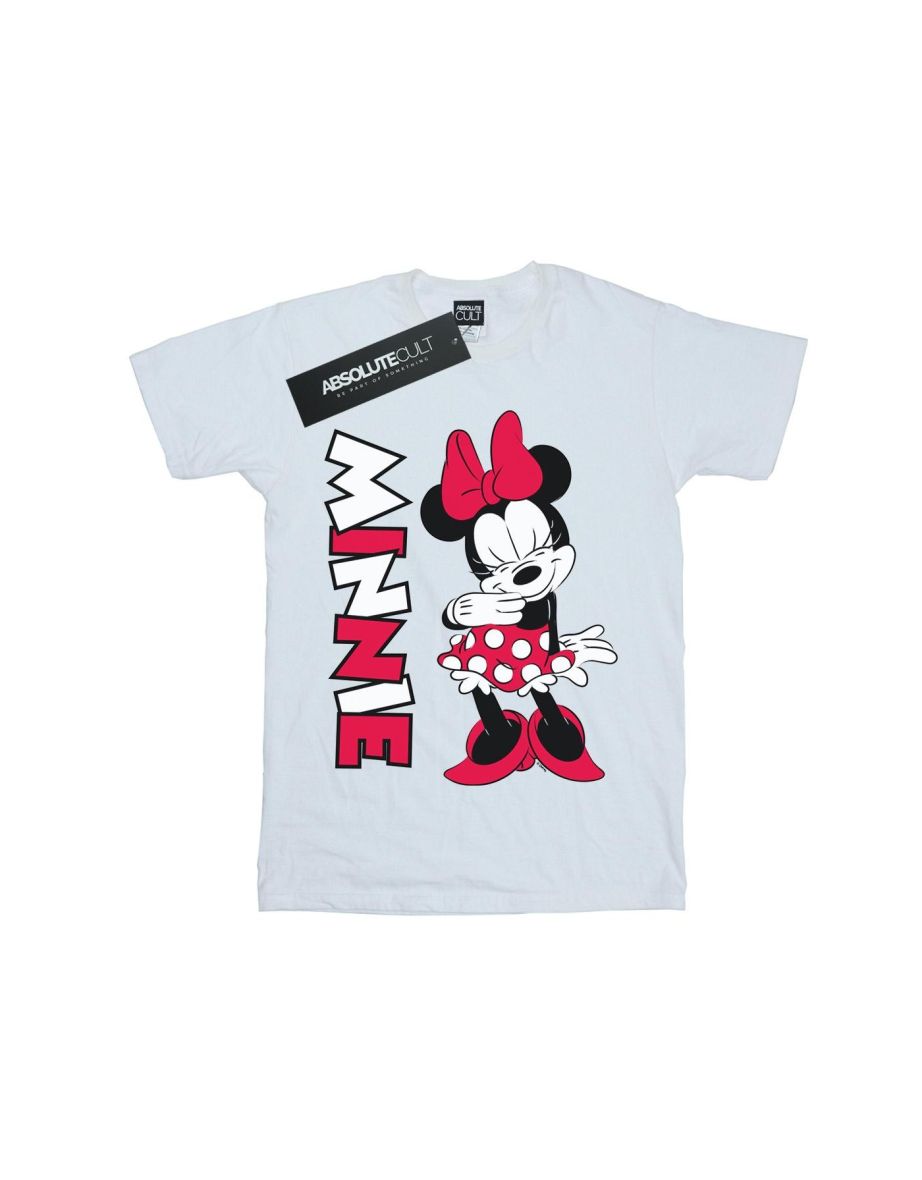 Disney Womens/Ladies Minnie Mouse Giggling Cotton Boyfriend T-Shirt - White