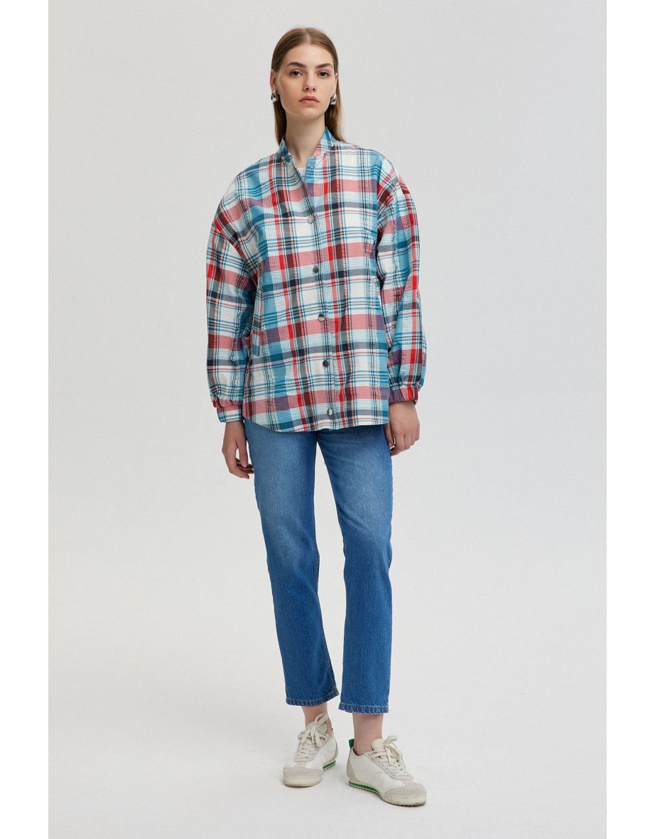 PLAID BOMBER JACKET