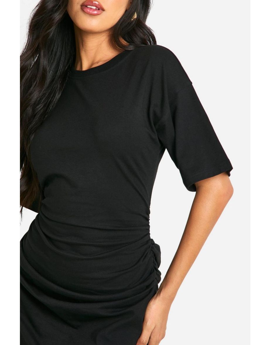 Ruched Side Maxi Dress - black - 3