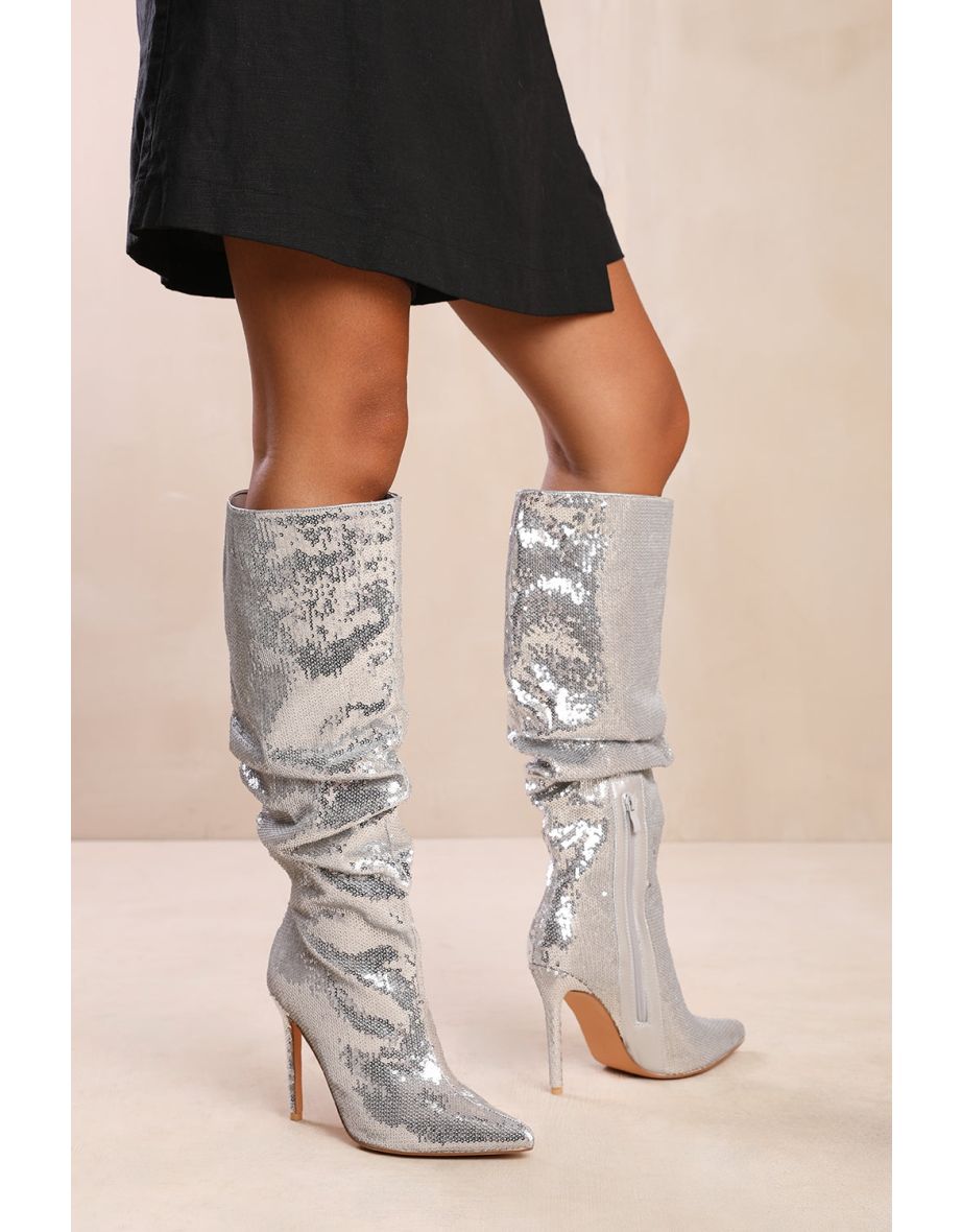 Sequin slouch boots on sale