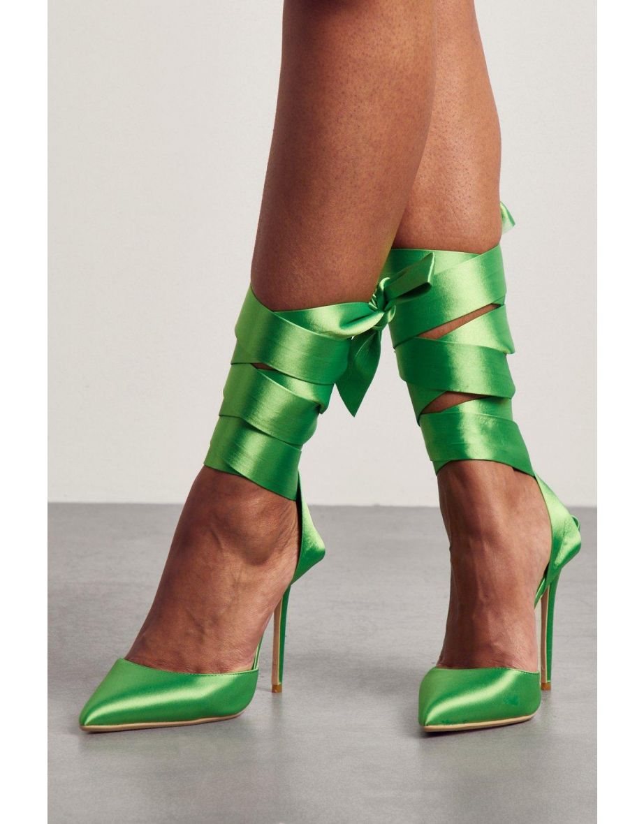 Satin Tie Up High Heels