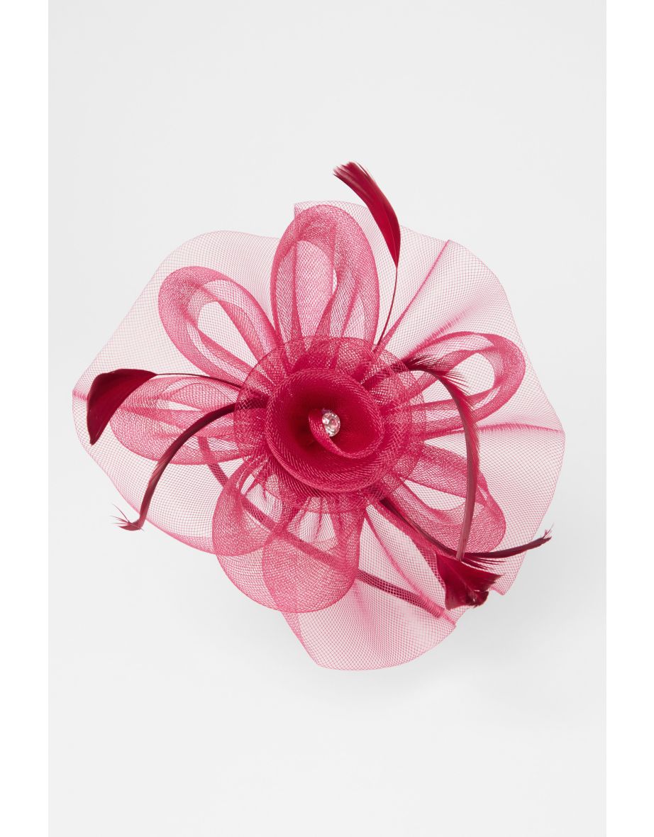 Berry Flower Diamante Headband Fascinator - 2