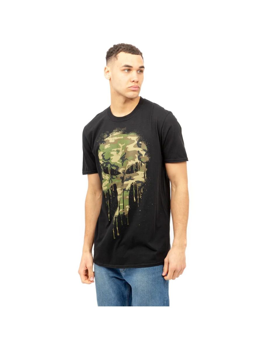 The Punisher Mens Camo Logo T-Shirt - Black/Green - 3
