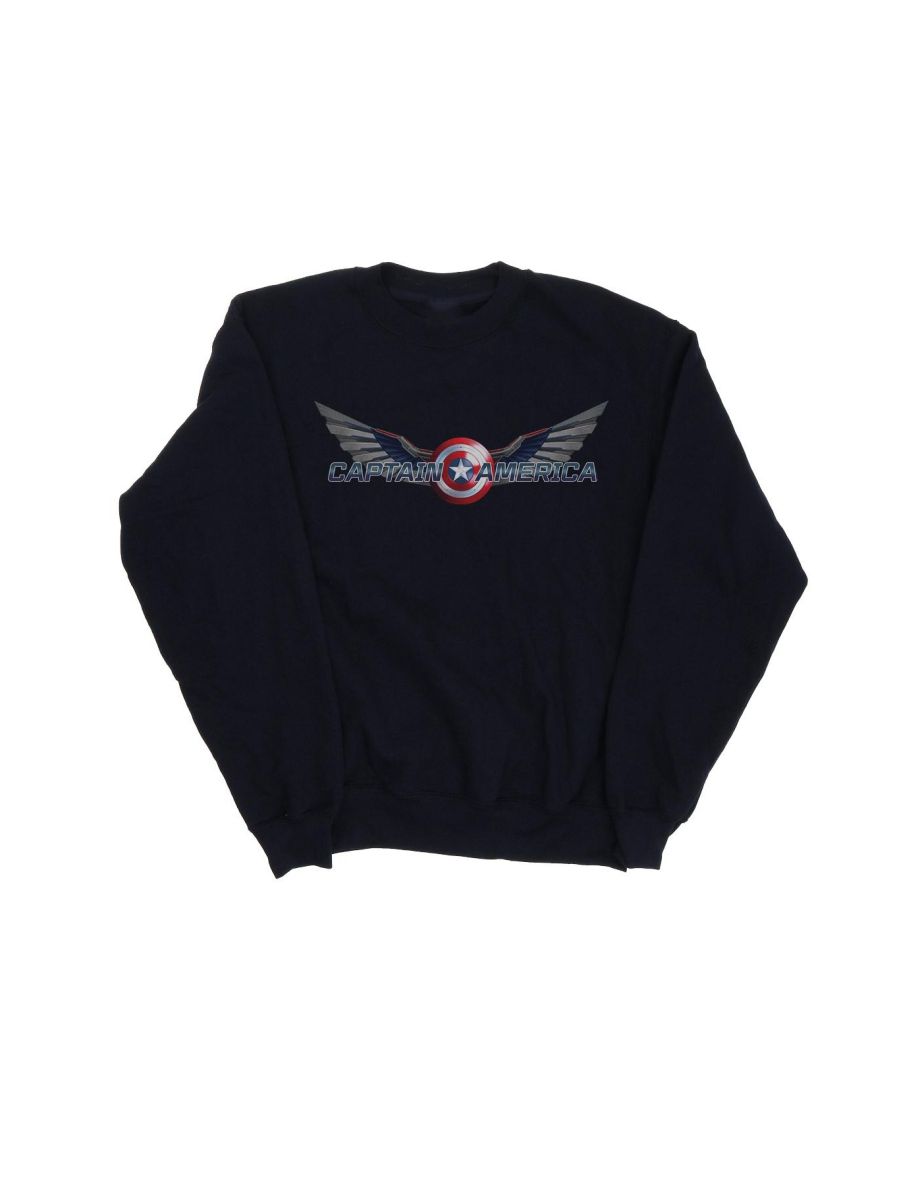 Marvel Boys Falcon And The Winter Soldier Captain America Logo Sweatshirt - Navy Blue