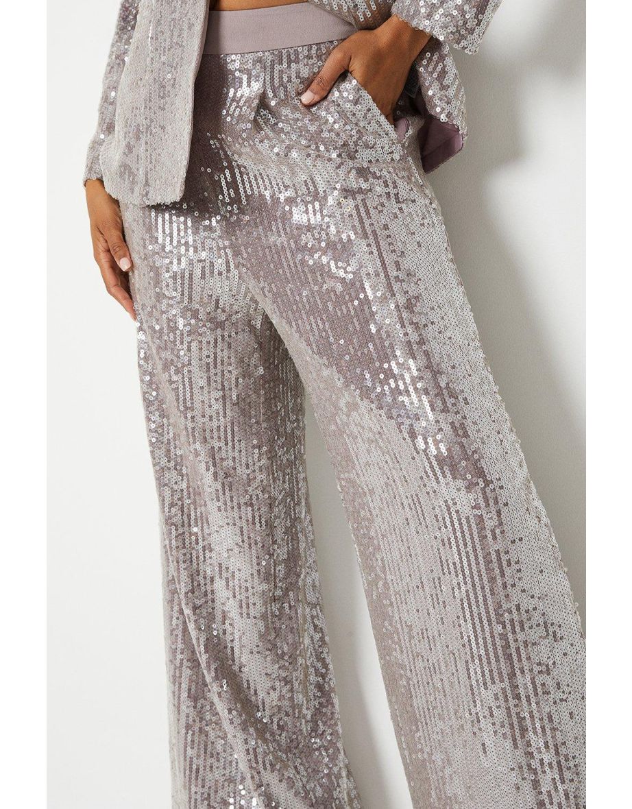 Clear Sequin Wide Leg Trouser - 3