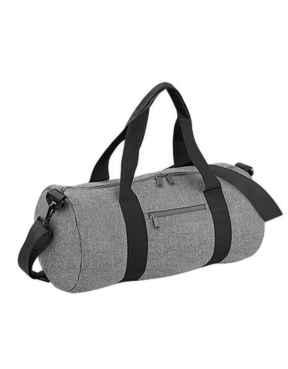Bagbase Plain Varsity Barrel / Duffle Bag (20 Litres) - Grey Marl/Black