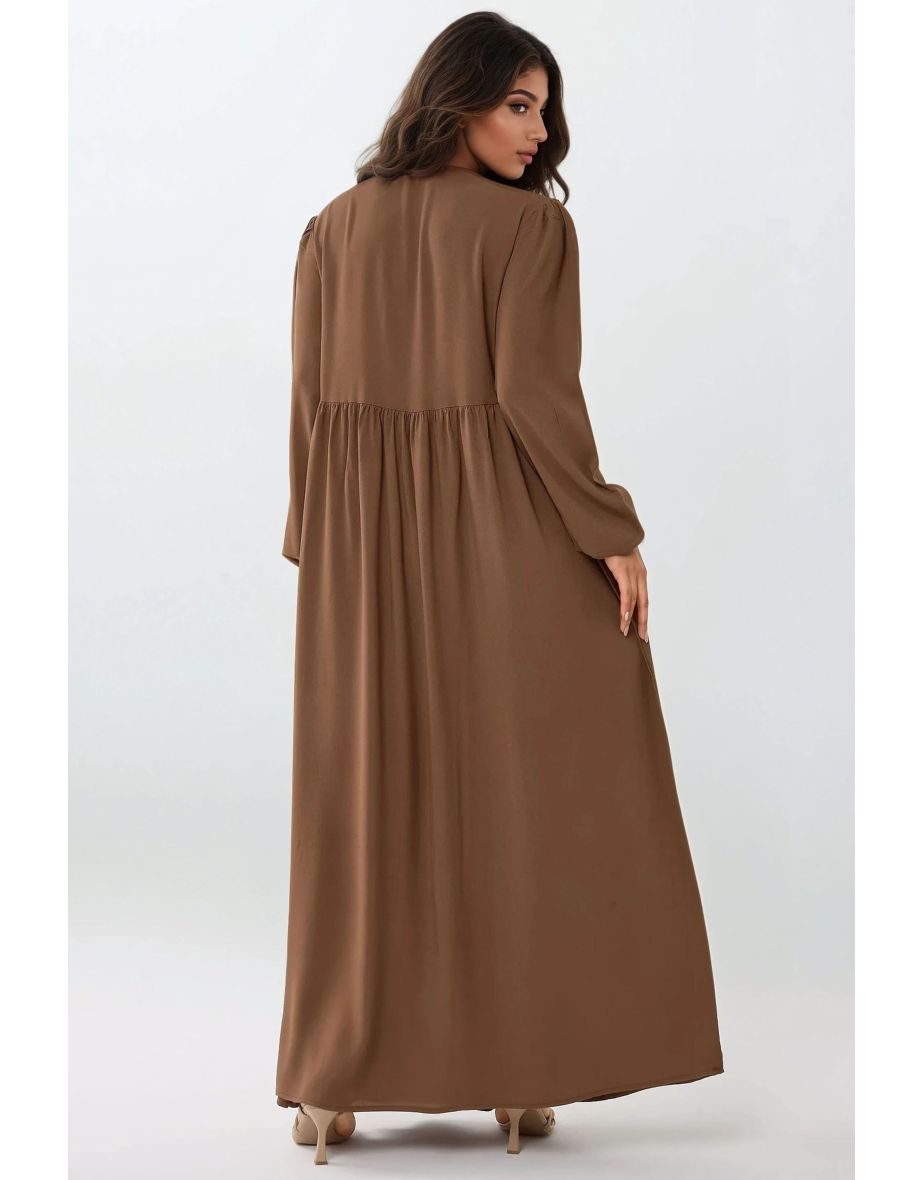 Maxi Dress with A-Form Fit and Crew Neck - 4