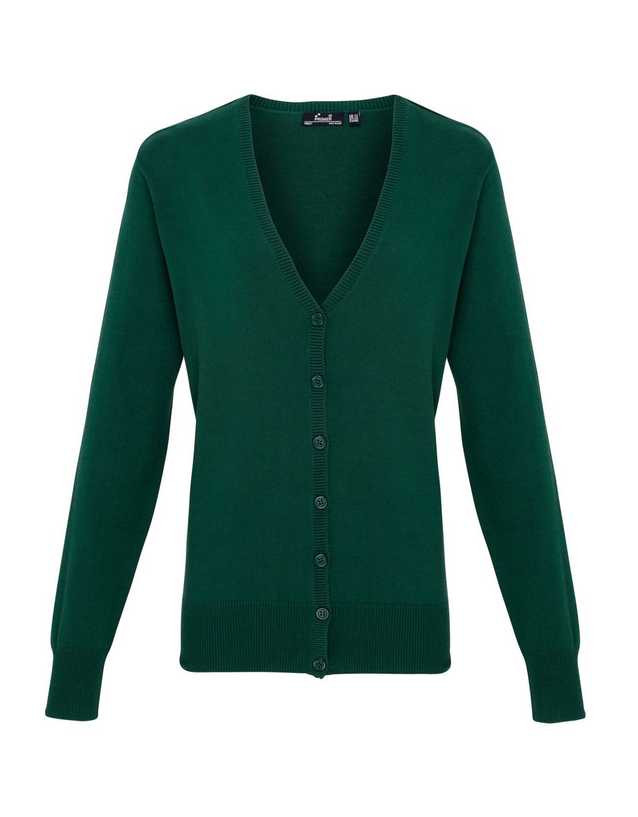 Premier Womens/Ladies Button Through Long Sleeve V-neck Knitted Cardigan - Bottle