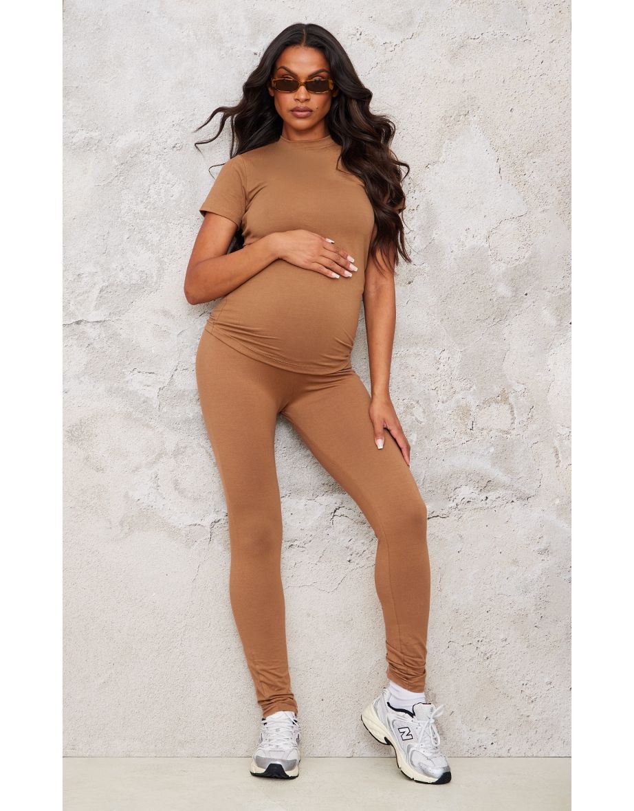 Maternity Brown Over The Bump Leggings