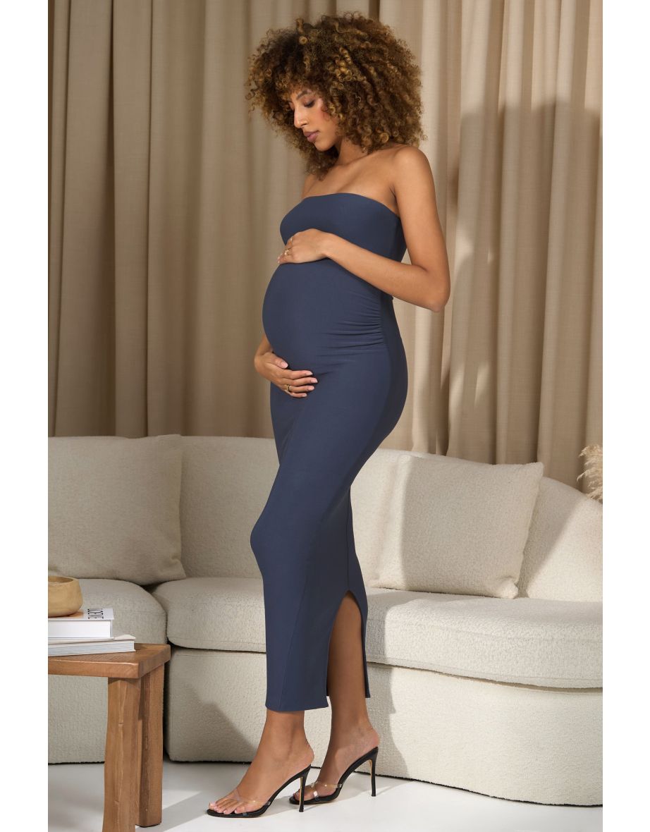 Bowie | Vintage Blue Strapless Maternity Maxi Dress