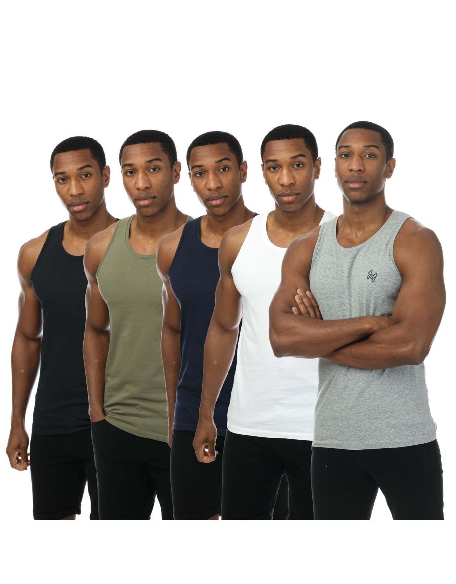 Men's Jack Jones Joseph 5 Pack Vest Tops in White