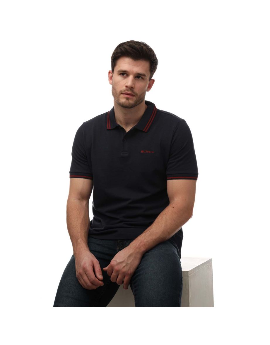 Men's Ben Sherman Twin Tipped Polo Shirt in Blue - 4