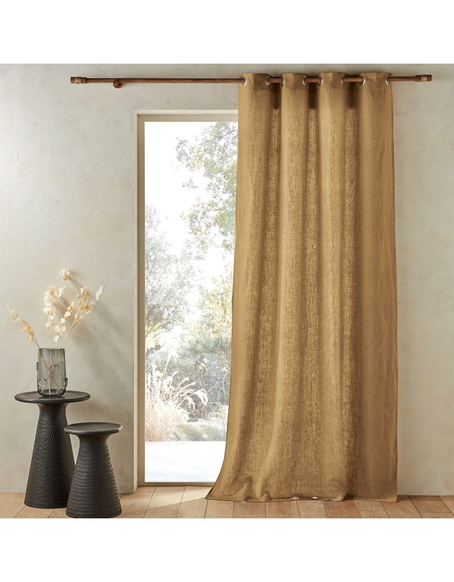 Private Pre-Washed Single Linen Curtain with Eyelets