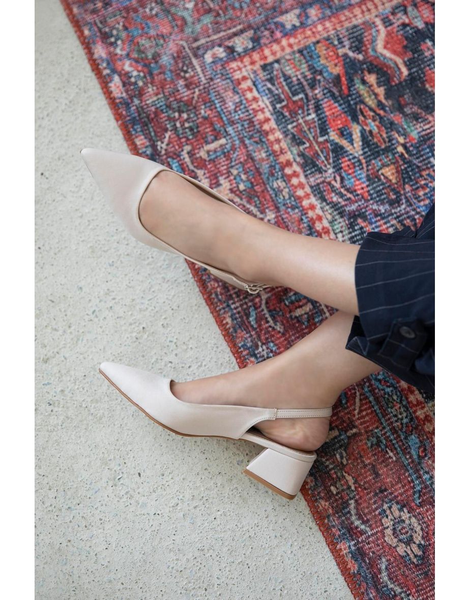 Hanna Women's Fabric Detail Heeled Shoes Beige