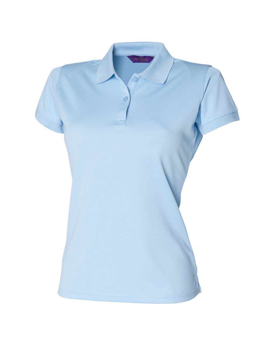 Henbury Womens/Ladies Coolplus® Fitted Polo Shirt - Light Blue