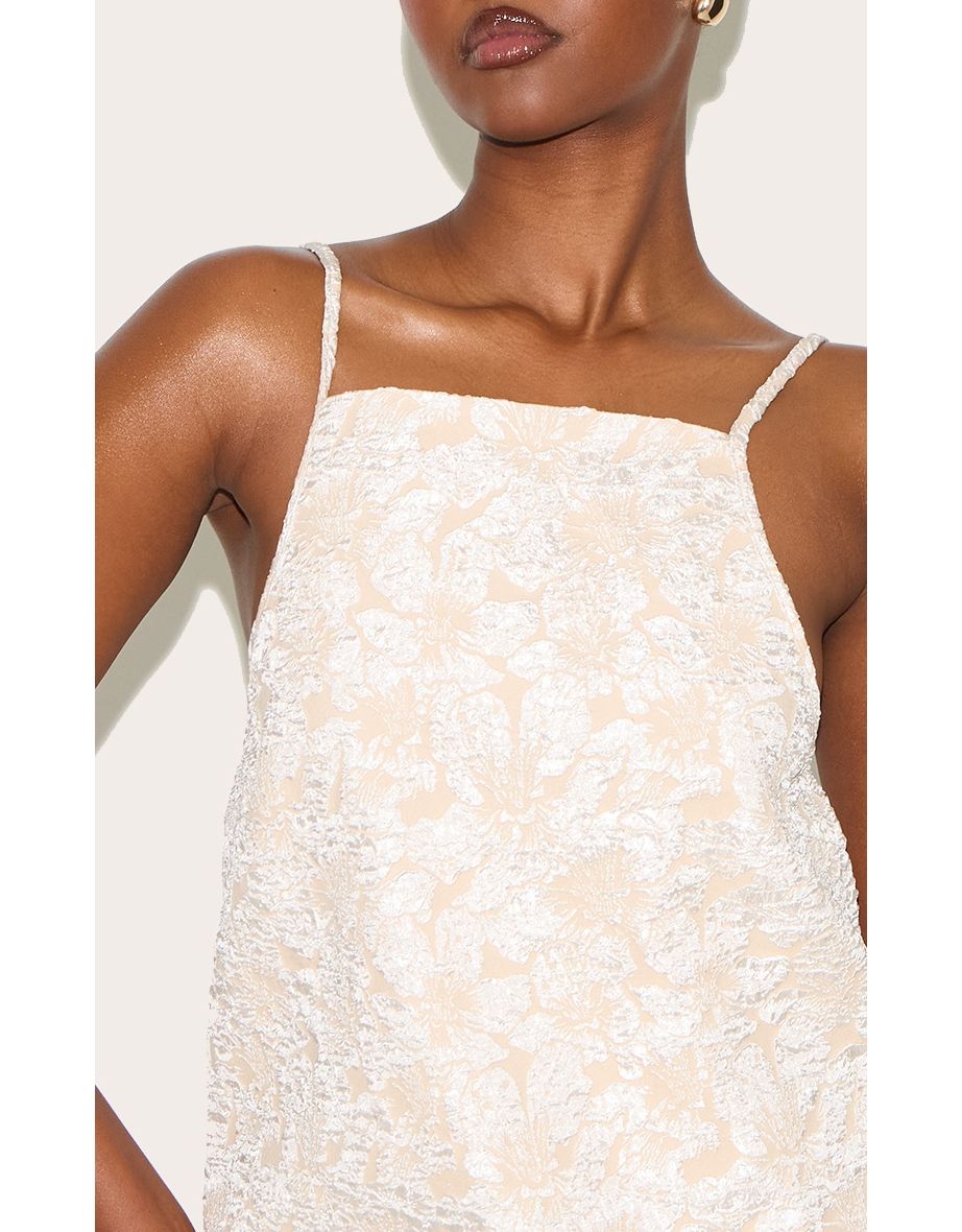 Pale Pink Floral Jacquard A Line Shift Dress - 3