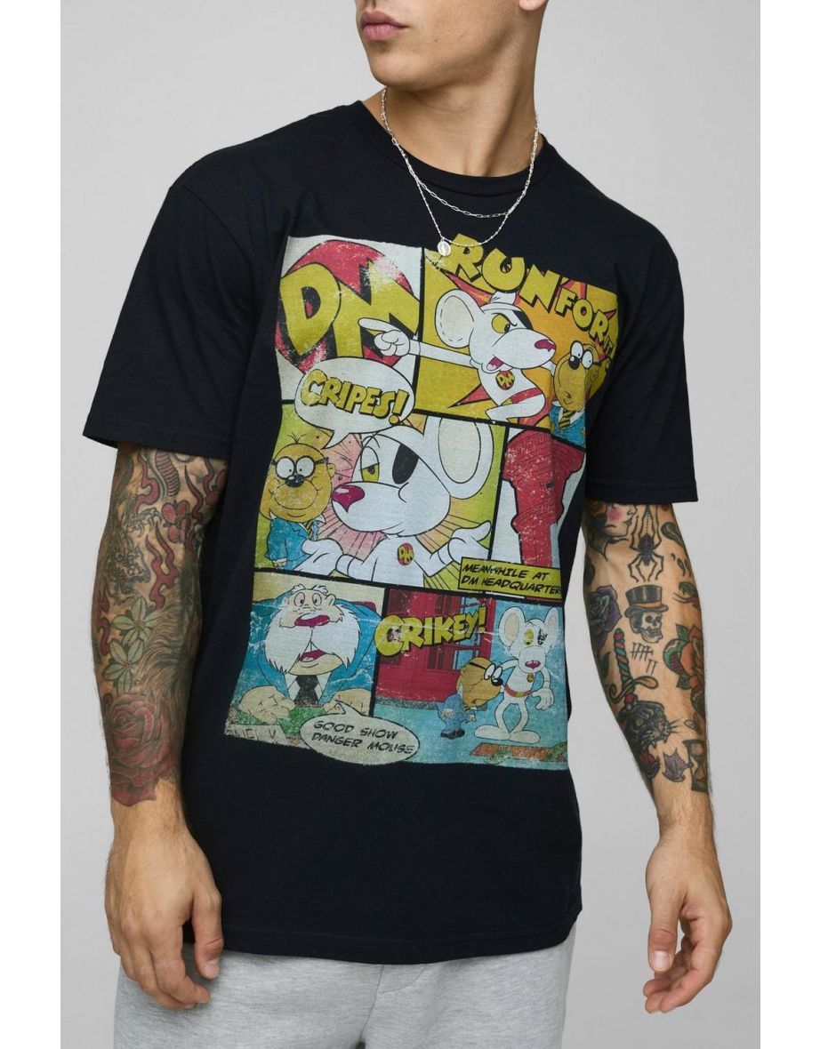 Oversized Danger Mouse License Printed T-Shirt - black - 2