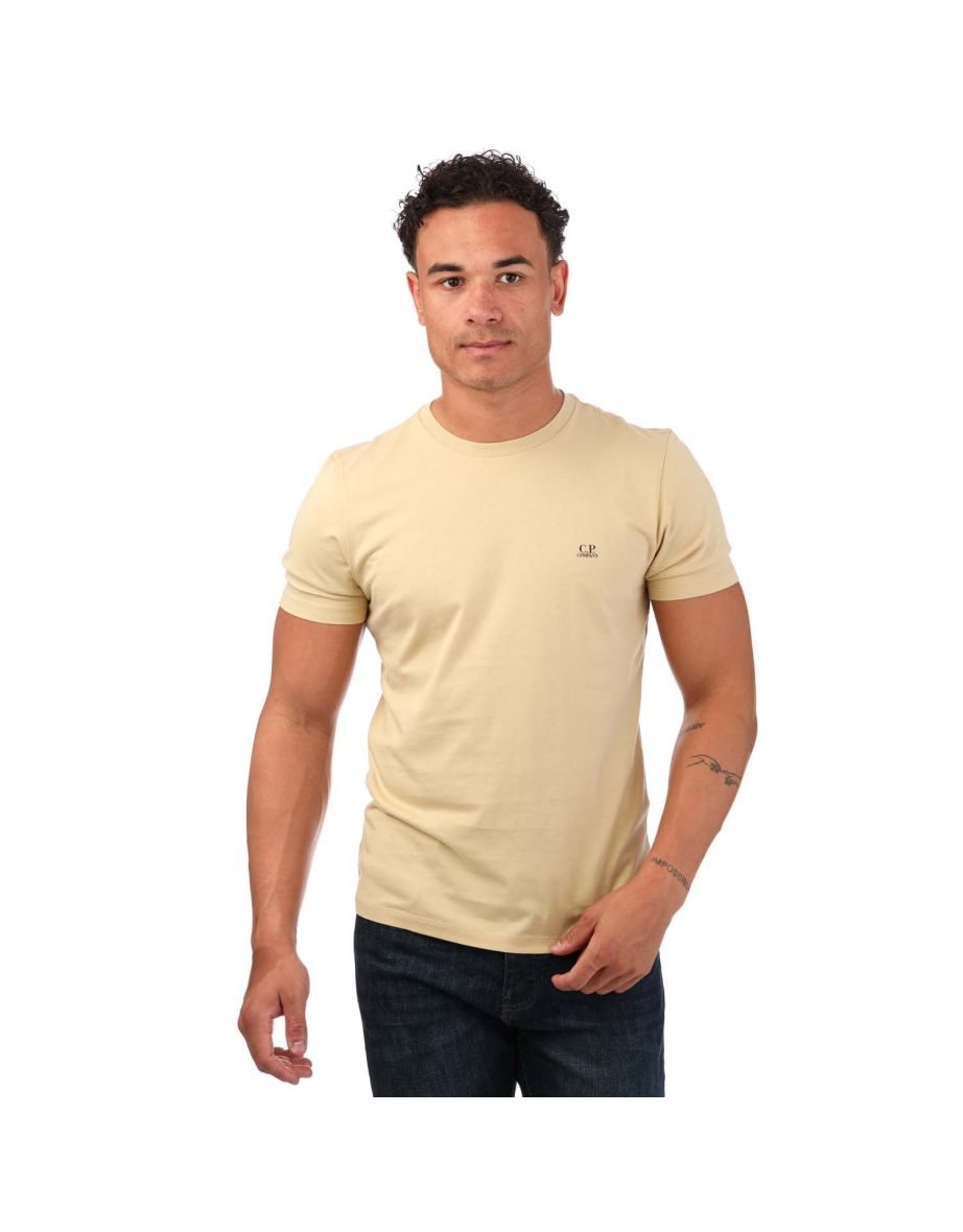 Men's C.P. Company 30/1 Jersey label Style Small Logo T-Shirt in Brown