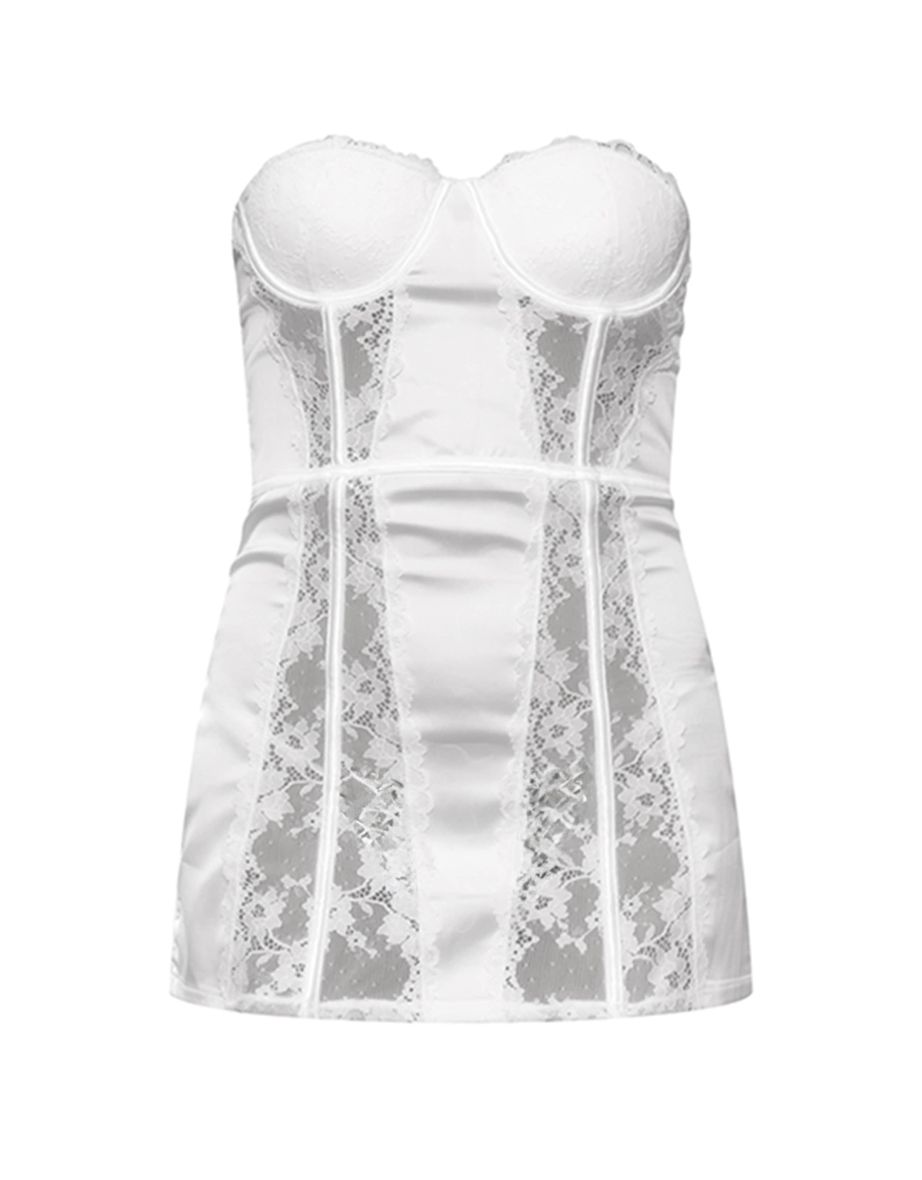 White Satin Angel Lingerie Slip Dress - 4