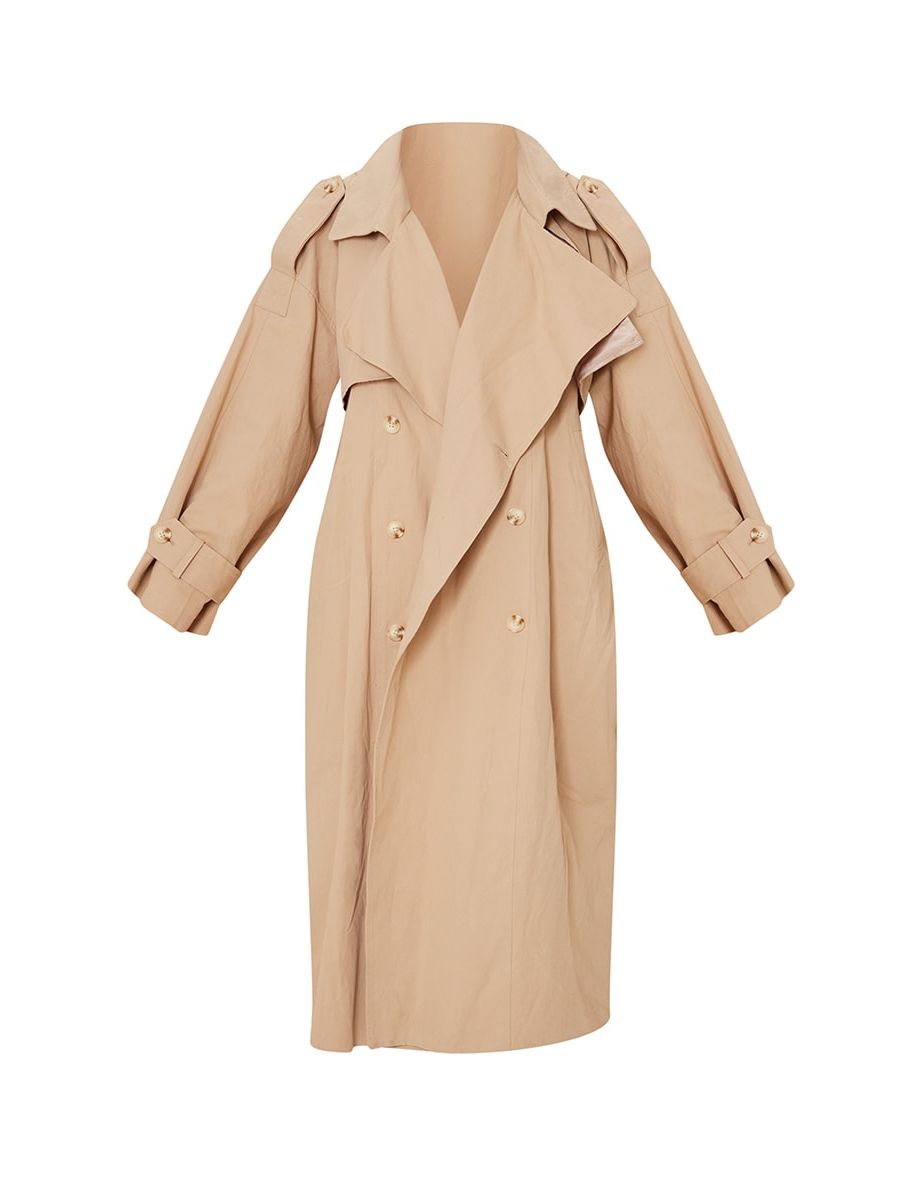 Stone Premium Woven Hooded Oversized Trench Coat - 4