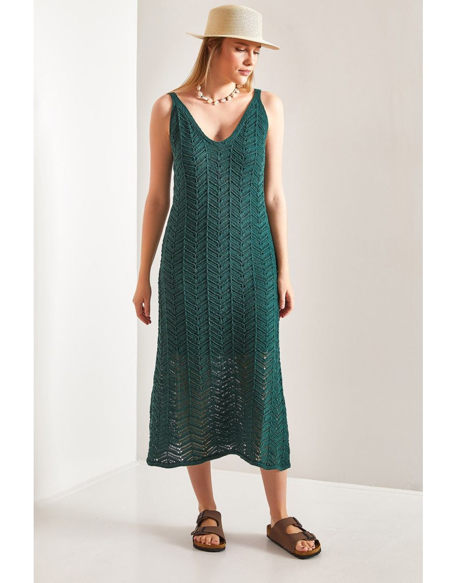 Women's Strappy Openwork Summer Knitwear Dress