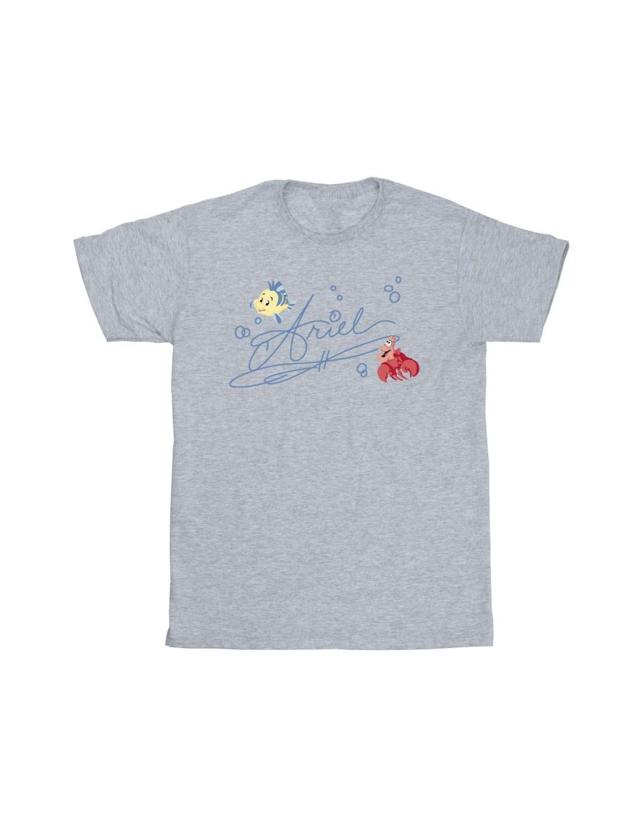 Disney Girls The Little Mermaid Ariel Cotton T-Shirt - Sports Grey - 2