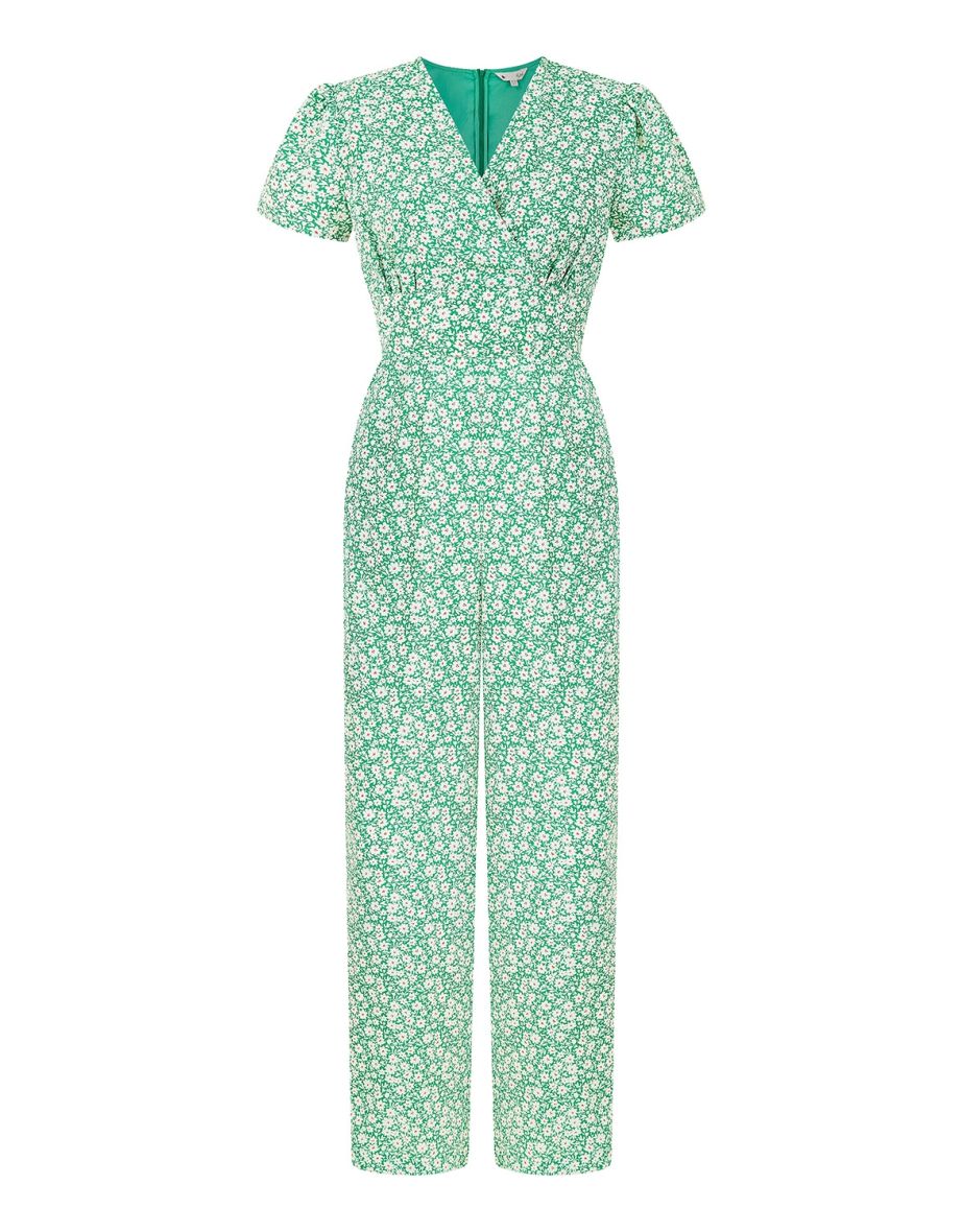 Yumi Green Ditsy Floral Wrap Jumpsuit - 5