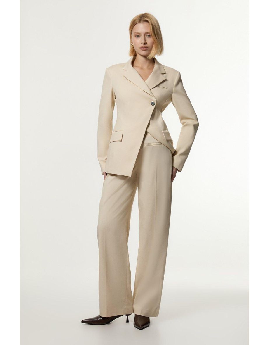 Soft Structured Tailored Wide Leg Trousers