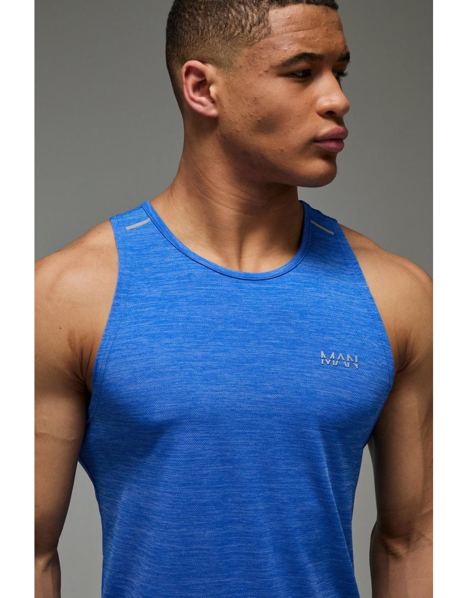 Man Active Lightweight Performance Slim Fit Marl Gym Tank - 2