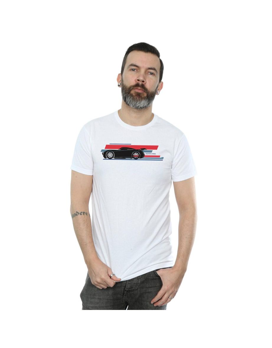 Disney Mens Cars Jackson Storm Stripes T-Shirt - White
