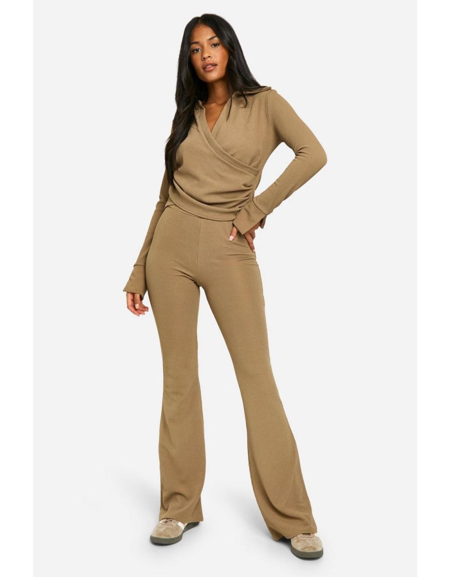 Tall Crinkle Wrap Top and Flare Trouser Co-ord