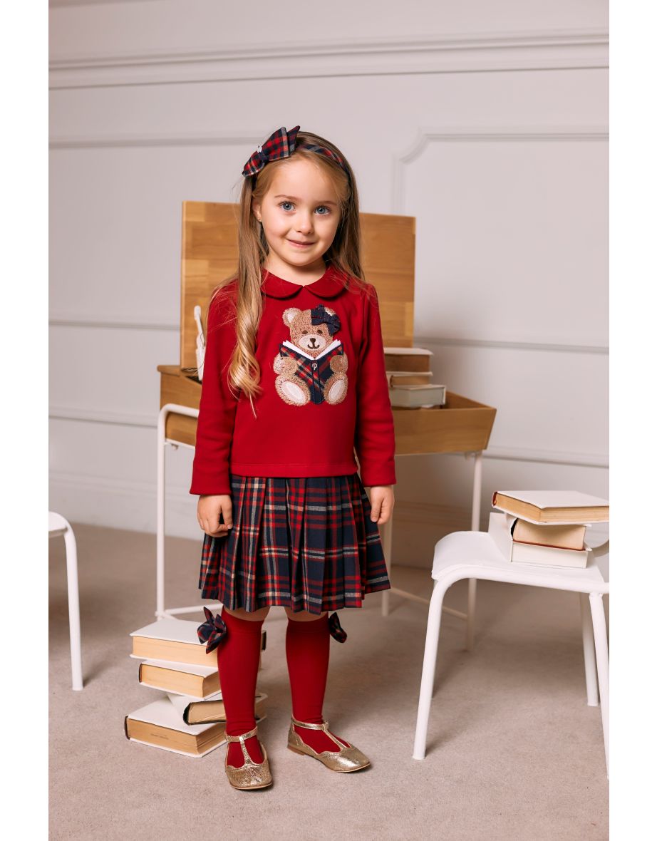 Baby Girls Teddy Bear Dress in Red