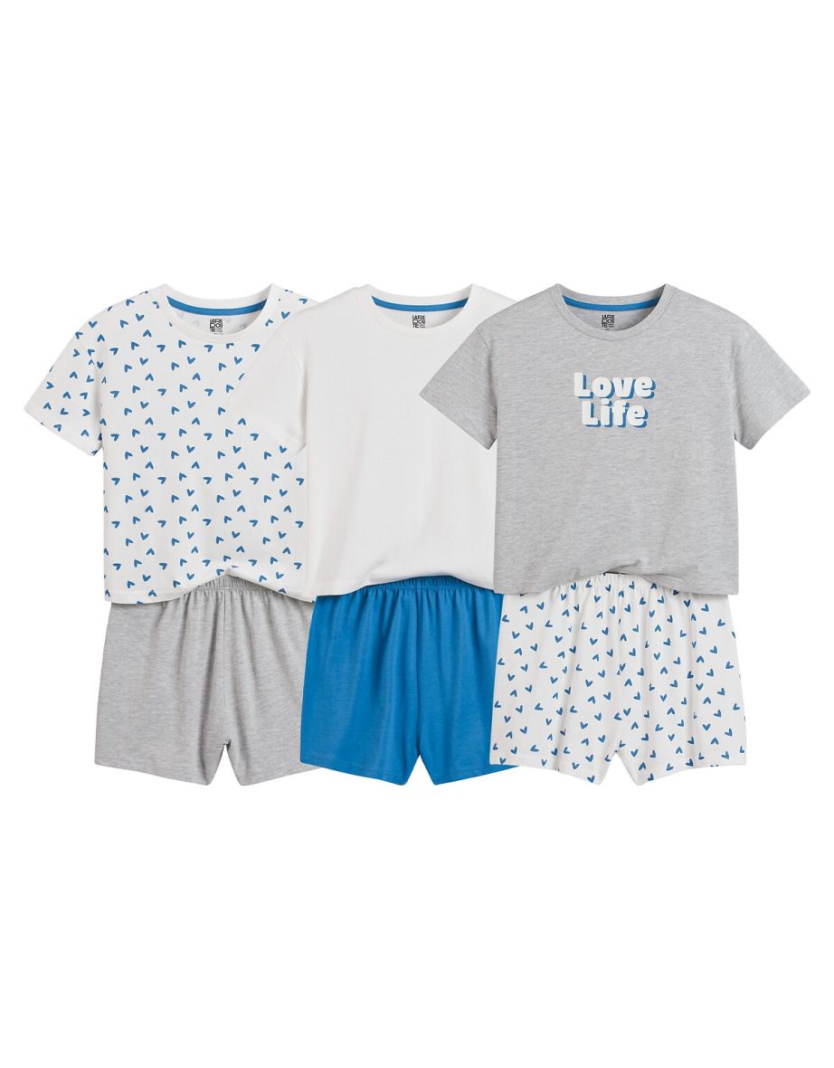Pack of 3 Short Pyjamas in Cotton