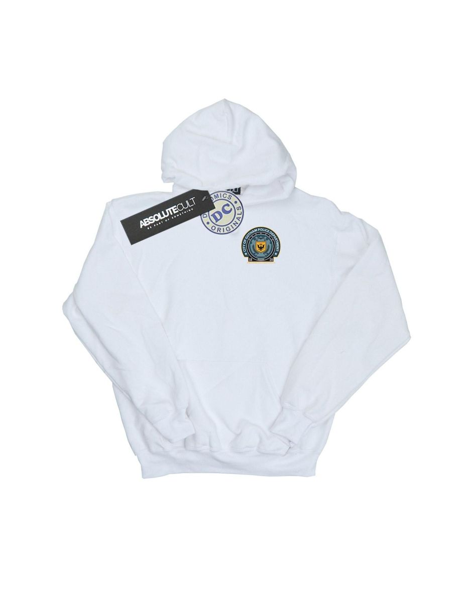 DC Comics Girls Batman Gotham Police Dept Breast Print Hoodie - White