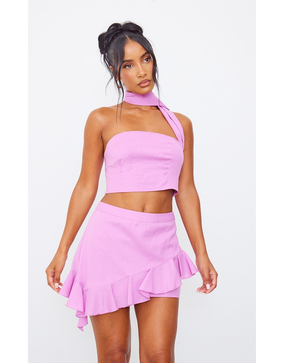 Lilac Linen Look Scarf Detail Bandeau