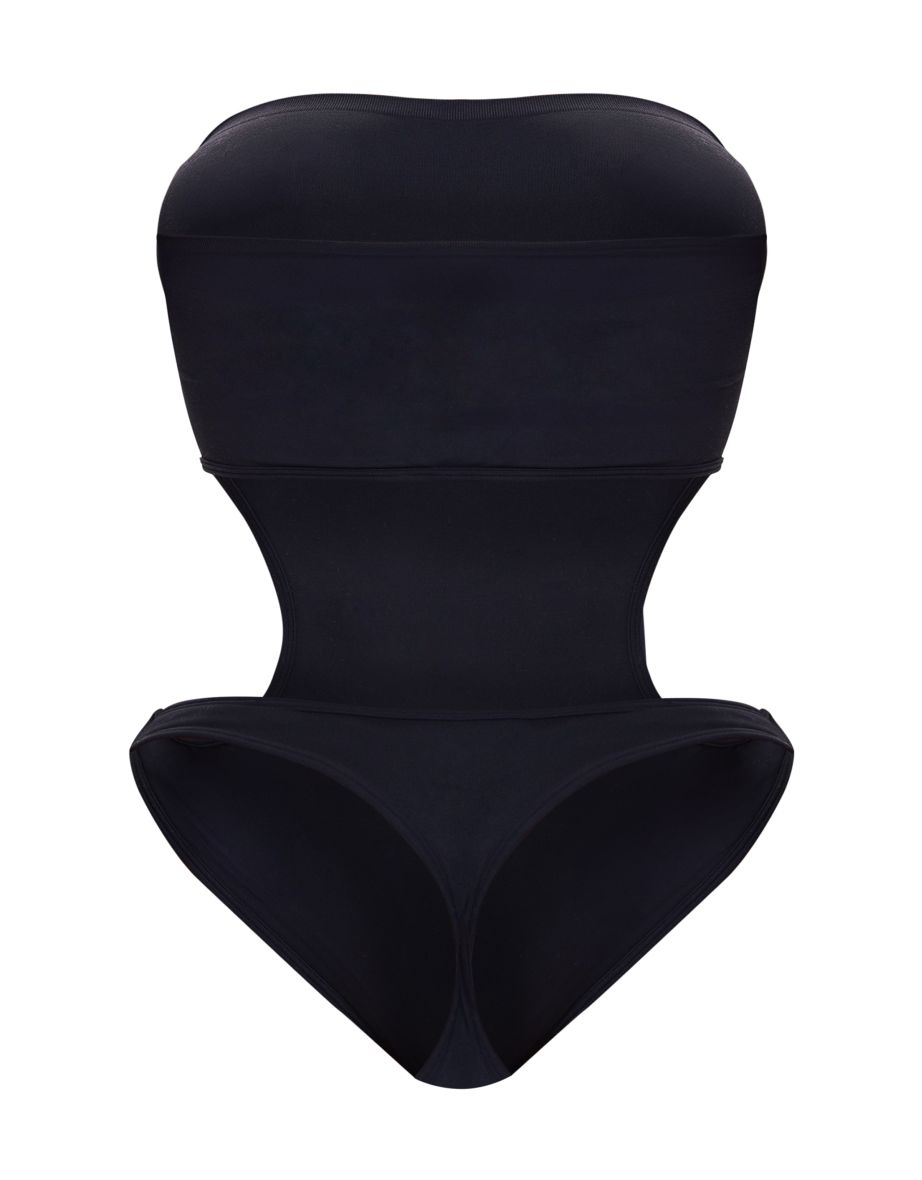 Shape Black Seamless Open Back Bandeau Bodysuit - 4
