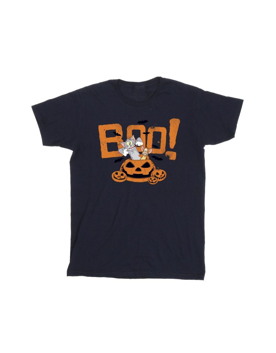 Tom & Jerry Girls Halloween Boo! Cotton T-Shirt - Navy Blue