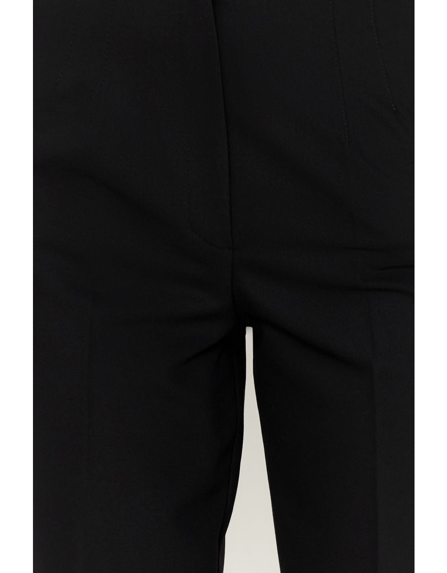 Black Stitch Detail Straight/Straight Cut Woven Trousers - 7