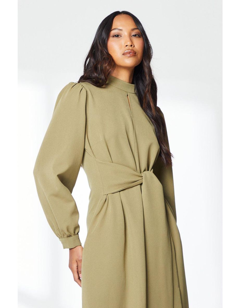 Valerie Keyhole Midi Dress - olive - 3